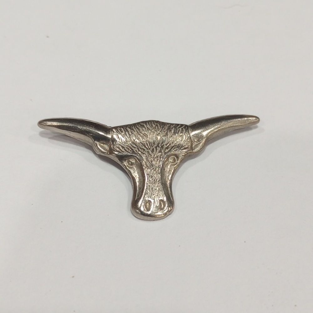 Vintage Silver Toned Tin SteerBull Head Clip